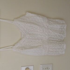 Women's top Jopna xl white embroidery eyelet camisole adjustable straps shirring